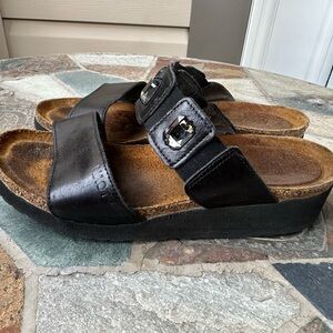 Naot comfortable cork bottom Black Sandals with Gem Accents